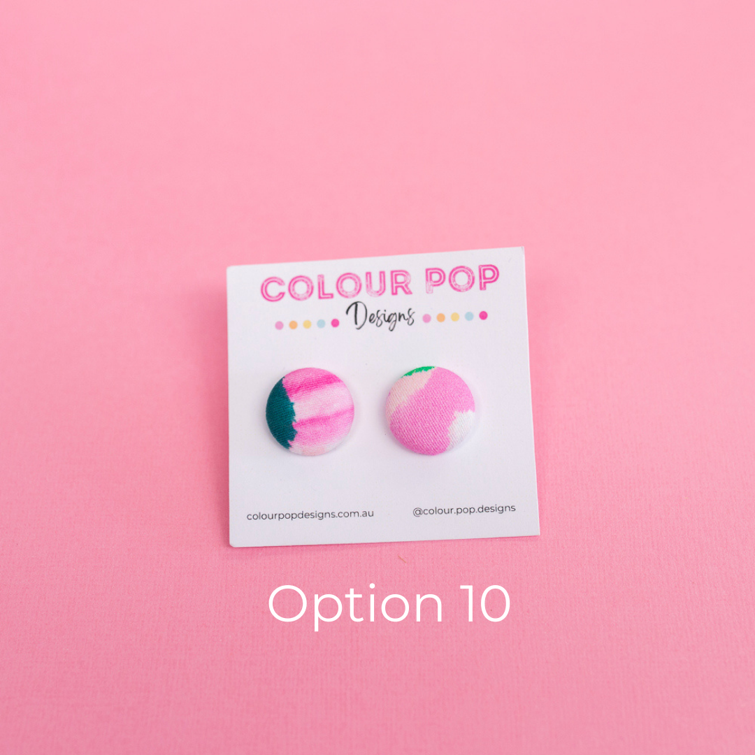 Colourful Fabric Button Stud Earrings