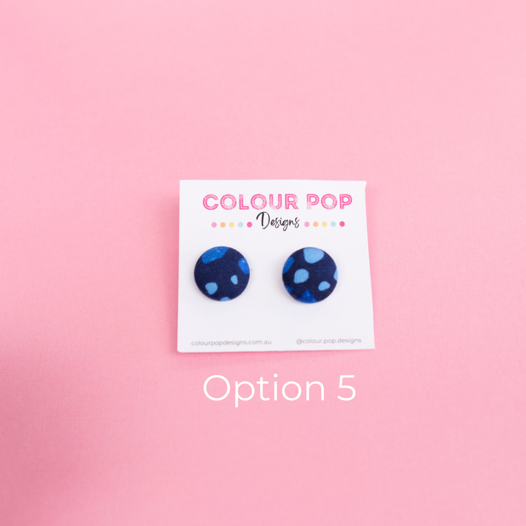 Colourful Fabric Button Stud Earrings