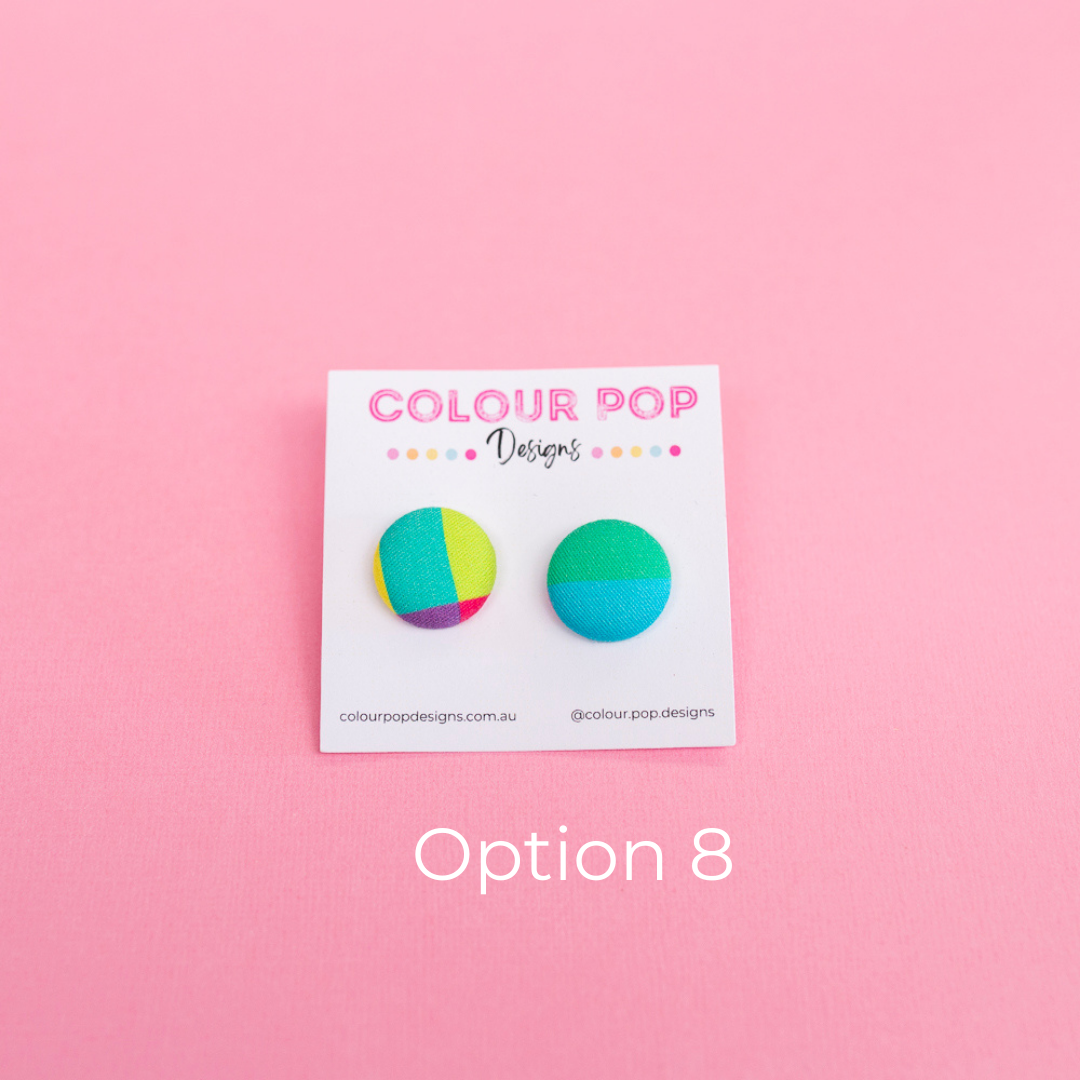 Colourful Fabric Button Stud Earrings